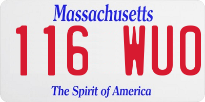 MA license plate 116WU0