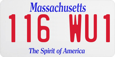 MA license plate 116WU1