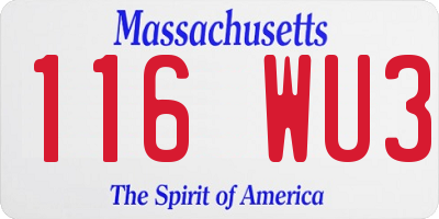 MA license plate 116WU3