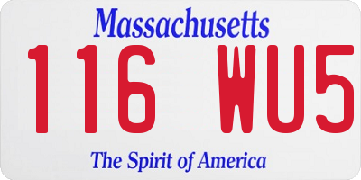 MA license plate 116WU5