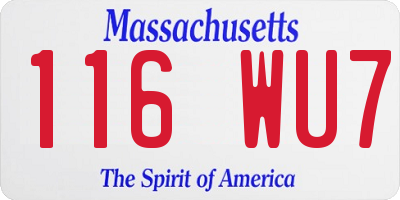 MA license plate 116WU7