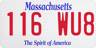 MA license plate 116WU8