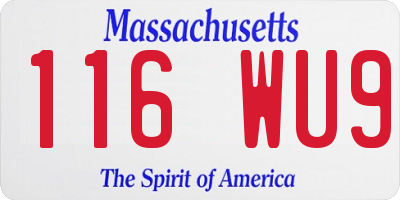 MA license plate 116WU9