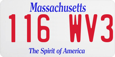 MA license plate 116WV3