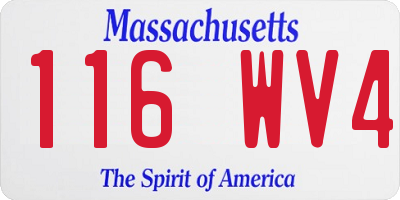 MA license plate 116WV4
