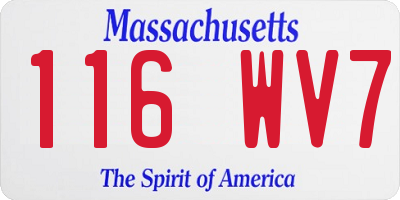 MA license plate 116WV7