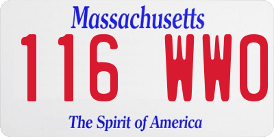 MA license plate 116WW0