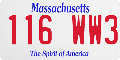 MA license plate 116WW3