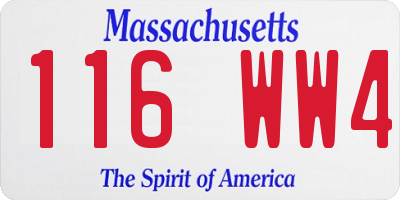 MA license plate 116WW4