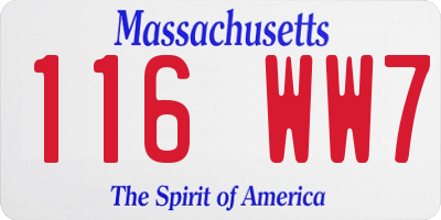 MA license plate 116WW7