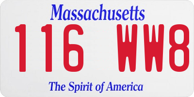 MA license plate 116WW8