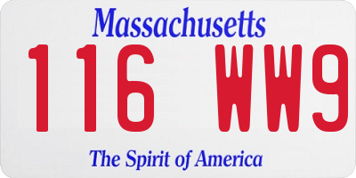 MA license plate 116WW9