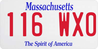 MA license plate 116WX0