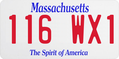 MA license plate 116WX1