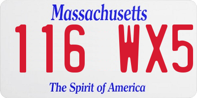 MA license plate 116WX5