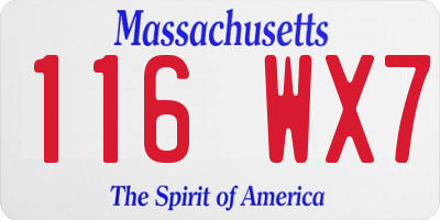 MA license plate 116WX7