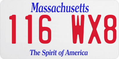MA license plate 116WX8
