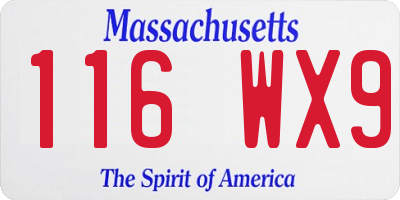MA license plate 116WX9