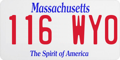 MA license plate 116WY0