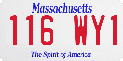 MA license plate 116WY1