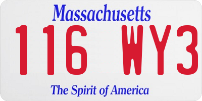 MA license plate 116WY3