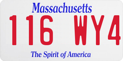 MA license plate 116WY4