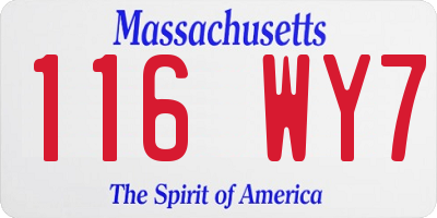 MA license plate 116WY7