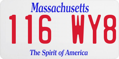 MA license plate 116WY8
