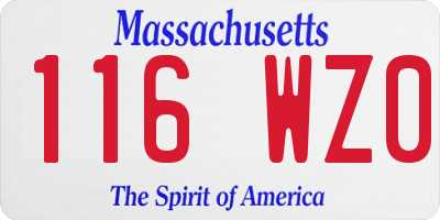 MA license plate 116WZ0