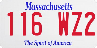 MA license plate 116WZ2