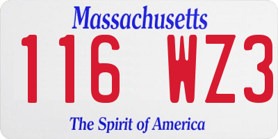 MA license plate 116WZ3