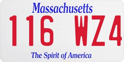 MA license plate 116WZ4