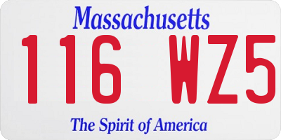 MA license plate 116WZ5
