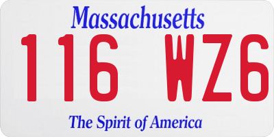 MA license plate 116WZ6