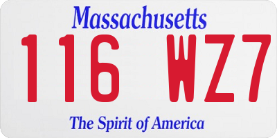 MA license plate 116WZ7