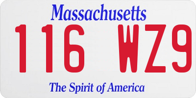 MA license plate 116WZ9