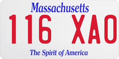 MA license plate 116XA0