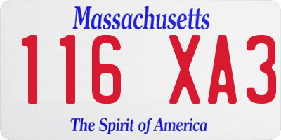 MA license plate 116XA3
