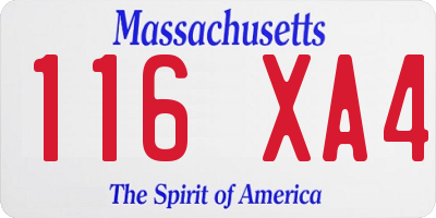 MA license plate 116XA4