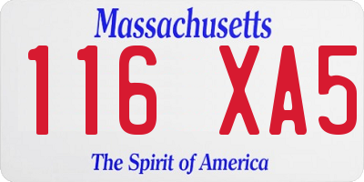 MA license plate 116XA5