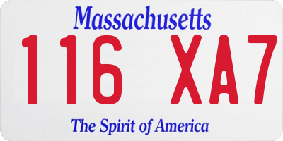 MA license plate 116XA7
