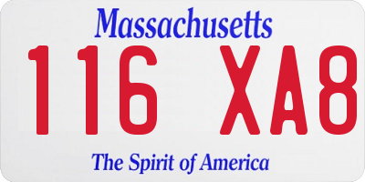 MA license plate 116XA8
