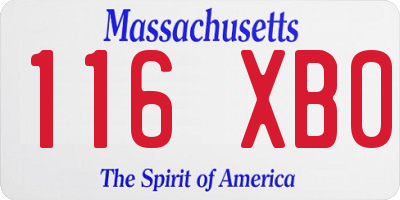 MA license plate 116XB0