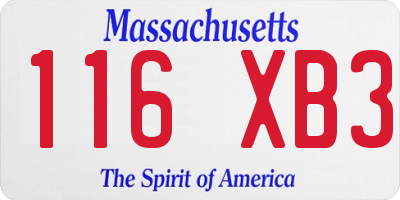 MA license plate 116XB3