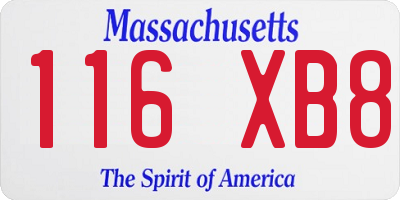 MA license plate 116XB8