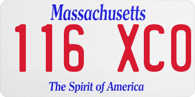 MA license plate 116XC0