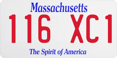 MA license plate 116XC1