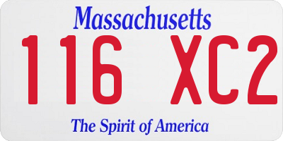 MA license plate 116XC2