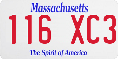 MA license plate 116XC3