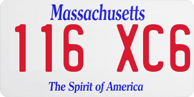 MA license plate 116XC6